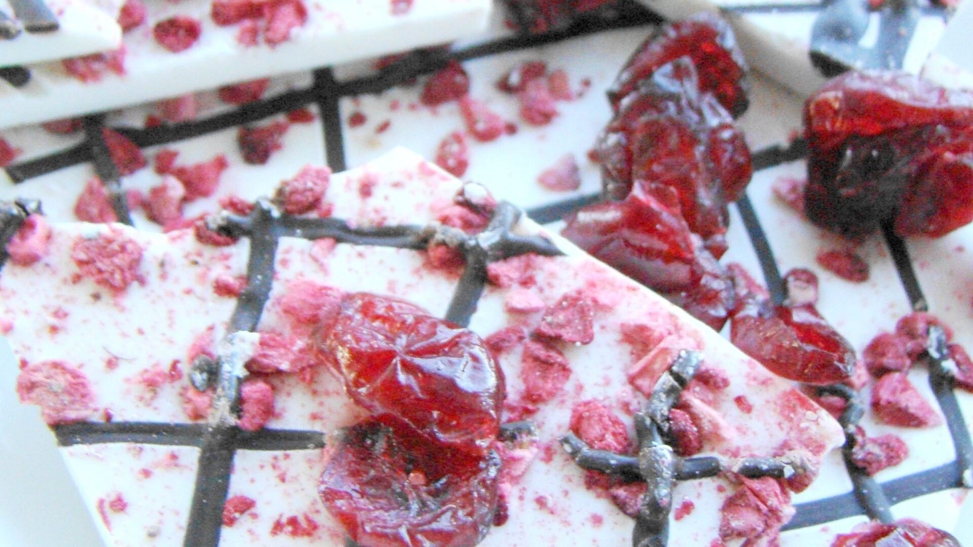 White chocolate bark with dried cranberry pieces